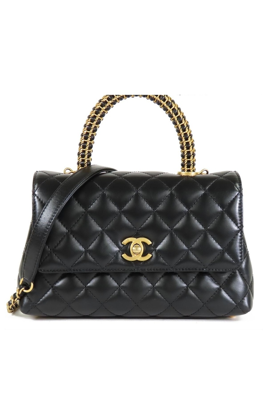 Chanel Coco Handle XS Flap Black Gold Leather 2-Way Chain Shoulder Bag